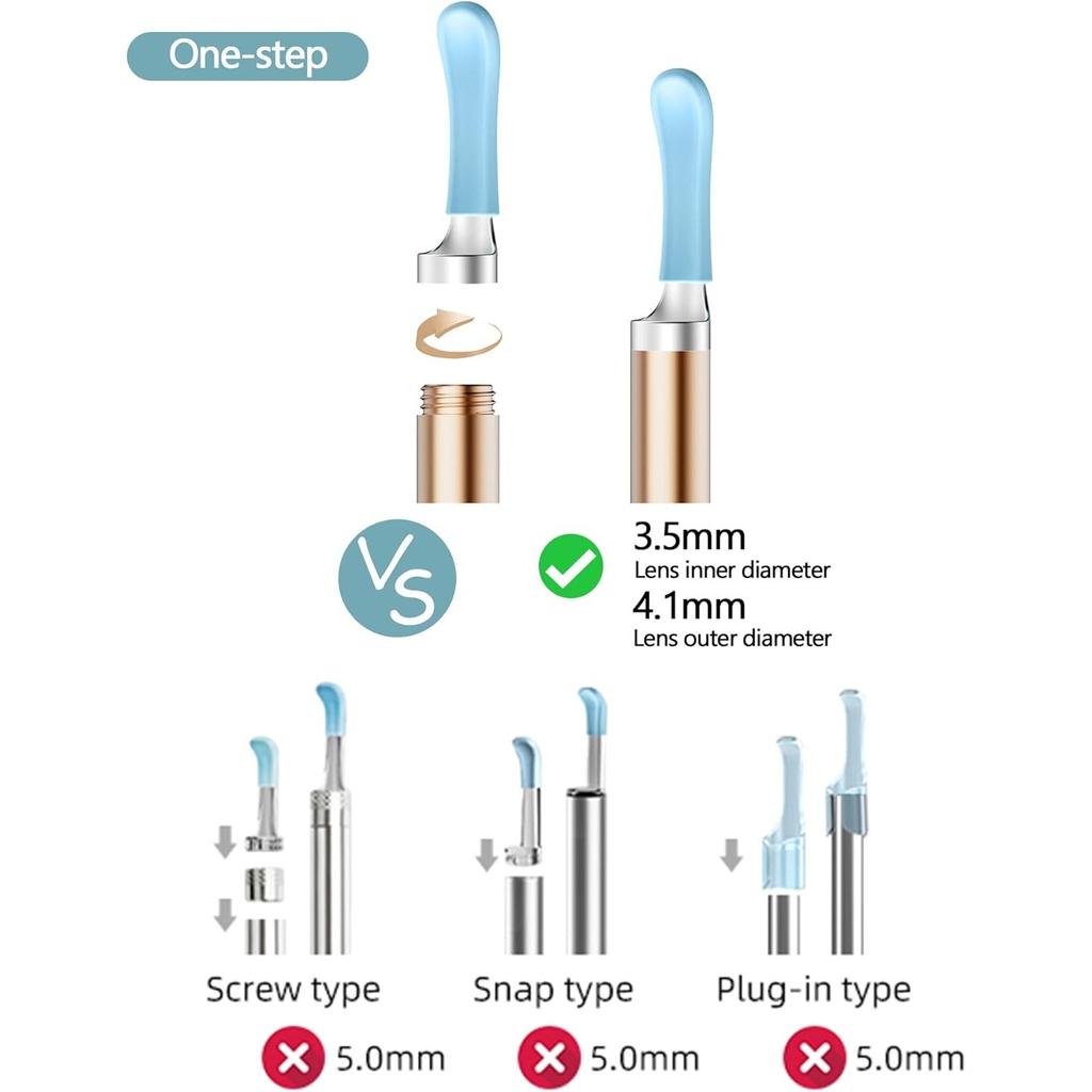 Bebird Replacement Tips for R1 Ear Camera, 8 PCS Waterproof Silicone Ear Spoon for Wet/Dry Earwax Cleaning, BEBIRD Original Ear Cleaner Tips Set for