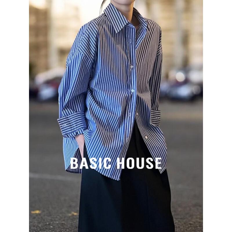 Basic House Women s Striped Commuter Blouse L