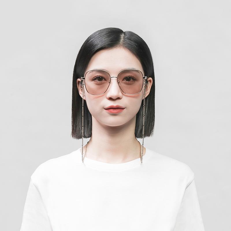 GUCCI Pink Lenses Metal Chain Clause Frames Delicate Women's Sunglasses