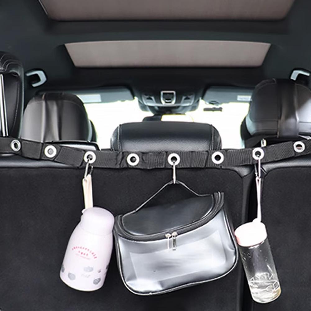 Car Adjustable Double-layer Hanging Strap for Clothes Hanger Bar Car Travel Clothesline Flexible Storage Strap with Eight Hooks