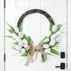 Spring Summer Wreath for Front Door Artificial Flower Wreath for Indoor Outdoor Wall Festival Home Wedding Decor White