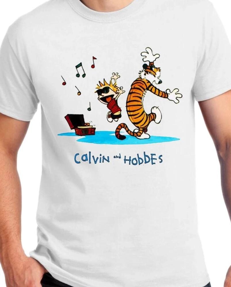 

Calvin And Hobbes White Tshirt short sleeve All sizes S5Xl Unisex T-Shirt S