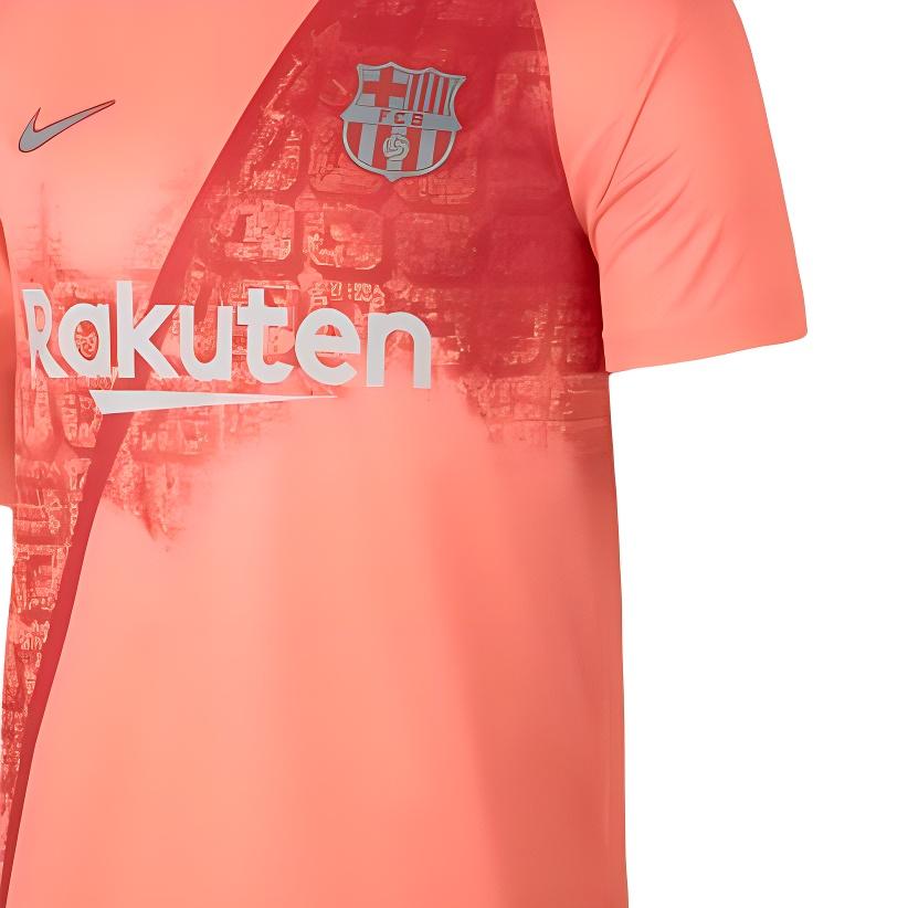 Nike Round Neck Pullover Letter Print Raglan Short Sleeve Football Shirt Barcelona Unisex Tops Orange-Red 918989-694