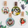 4pcs Cotton Linen Animal Styling Embroidery  Fabric  Kit Diy Material Package 20cm Bamboo Embroidery