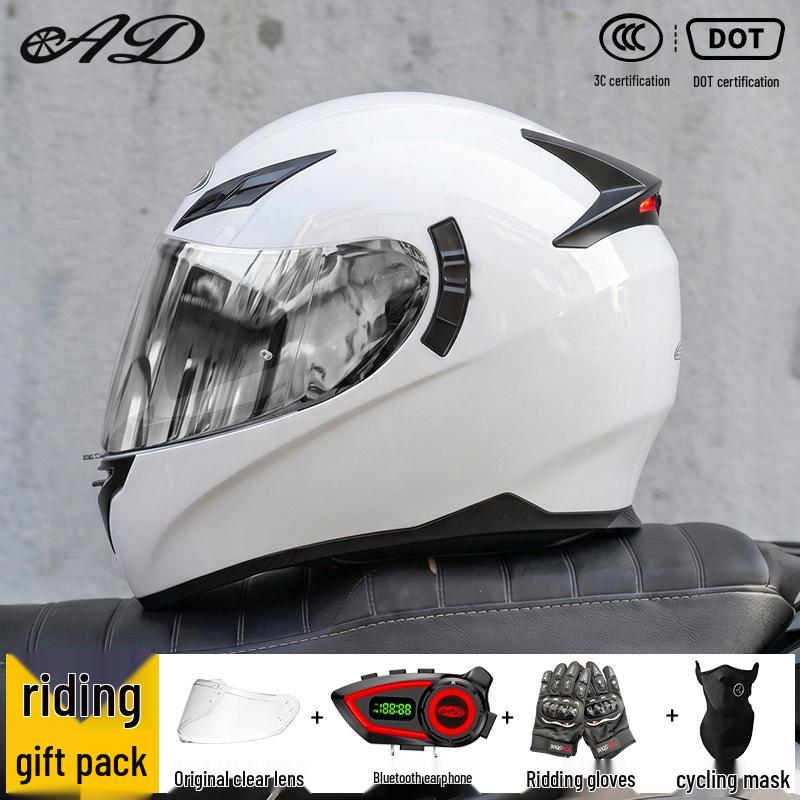 Bluetooth Smart Taillight Flip-Up Motorcycle Helmet for Men and Women - All-Season, Full Coverage for Electric and Off-Road Riding