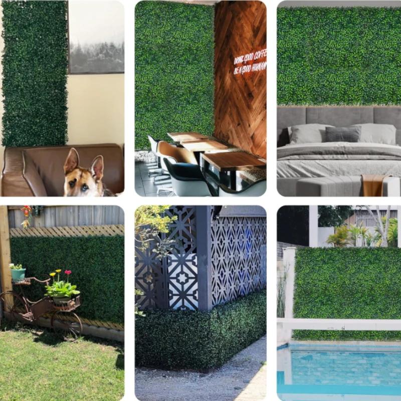 Plantas Artificiales Césped Pared Paneles Seto Boj Valla Privacidad para Exterior Hogar Jardín Balcón Decoración Fondo Planta Falsa