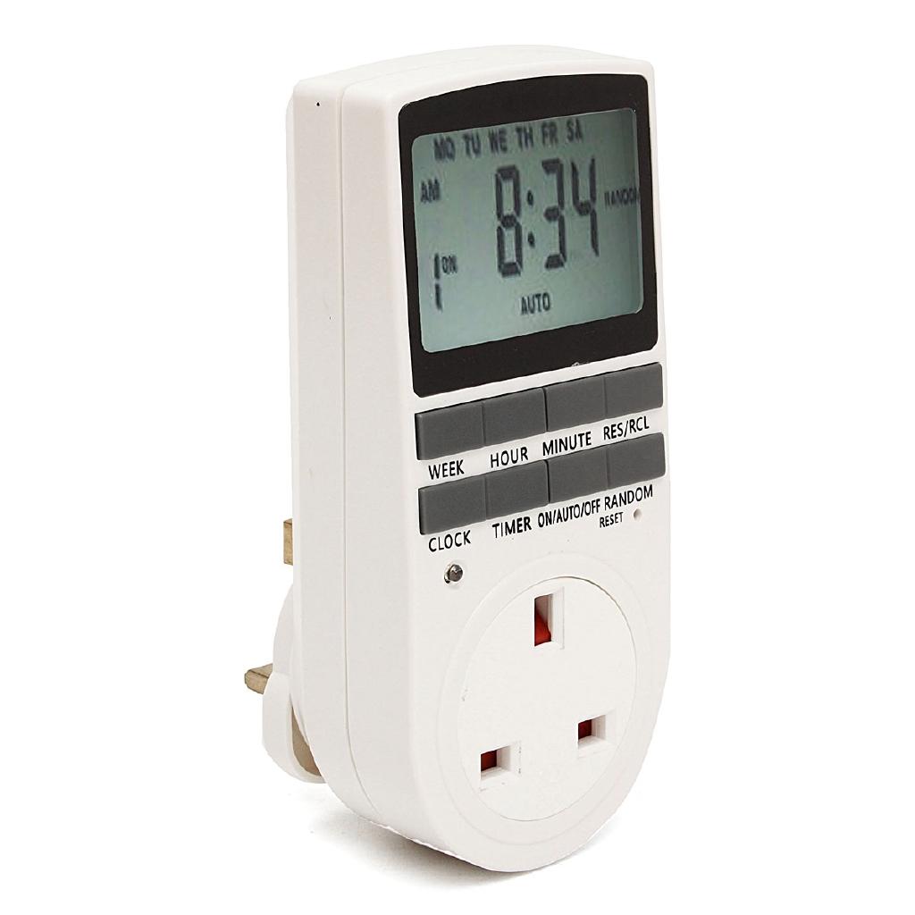 12/24 Hours White Digital LCD Display Plug-in Programmable Timer Switch Socket 7 Day ABS New