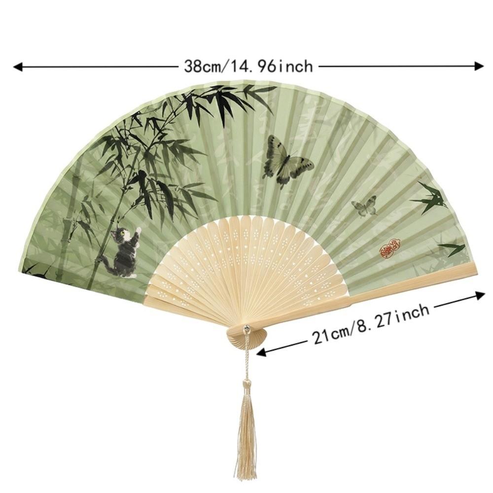 Butterfly Tassel Folding Fan Chinese Style Handheld Fan Ancient Bamboo Fan Hanfu Accessories