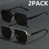 2PCs semi-rimless Stylish glasses for men and women-zinc alloy frame PC lenses perfect for summer parties casual streetwear