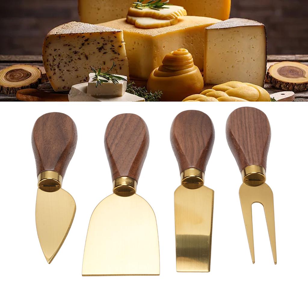 Käsewerkzeug-Set aus Edelstahl mit Holzgriff Käseschneider Käsegabel Streichmesser zum Schneiden Servieren Charcuterie-Brett Zubehör