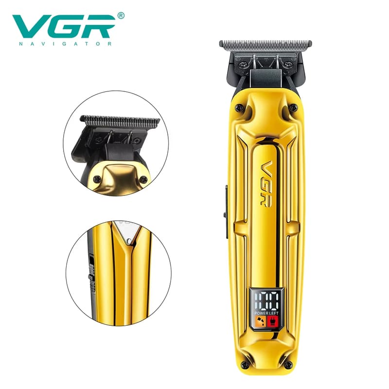 Metal Texture Oily Hair Clipper Hair Salon Men's Electric Hair Clipper Digital Display Carving Push White Razor High Power Upgrade Battery Life