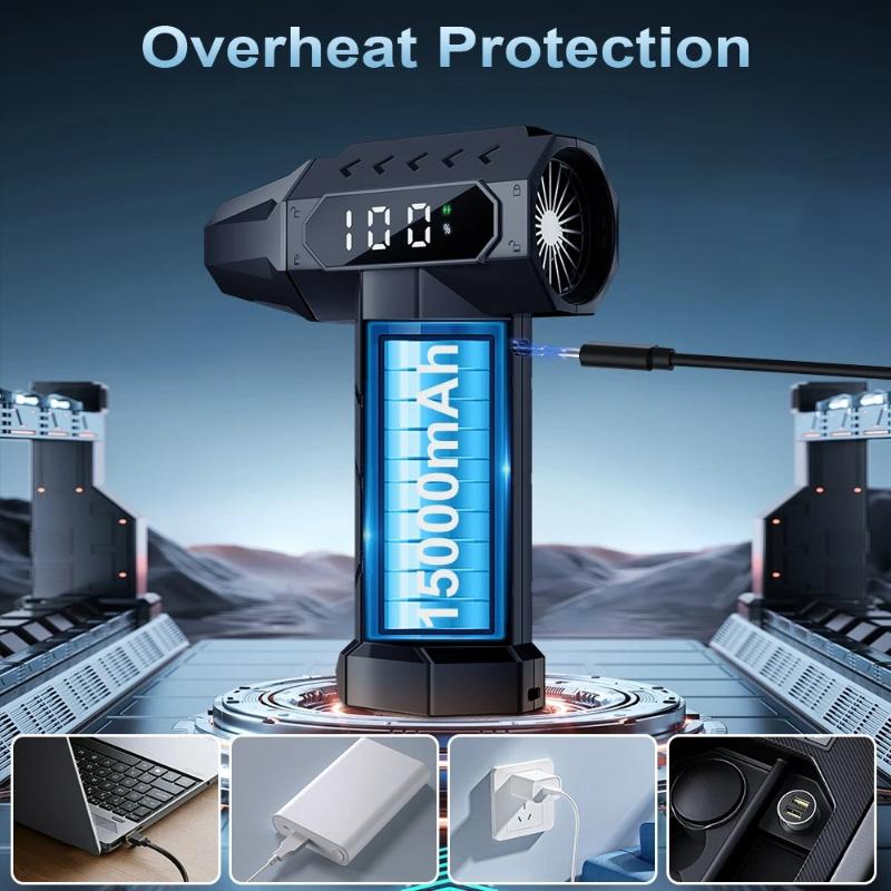 2026 New 1,200,000 RPM Turbo Jet Fan, 340W Cordless Vacuum Cleaner, 760g Air Pressure, High-Speed Brushless Motor Driven, LED Lighting