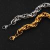 Stainless Steel Chain Retro Metal Twist Chain Bracelet Width 8mm Men's Hip Hop Fashion Jewelry