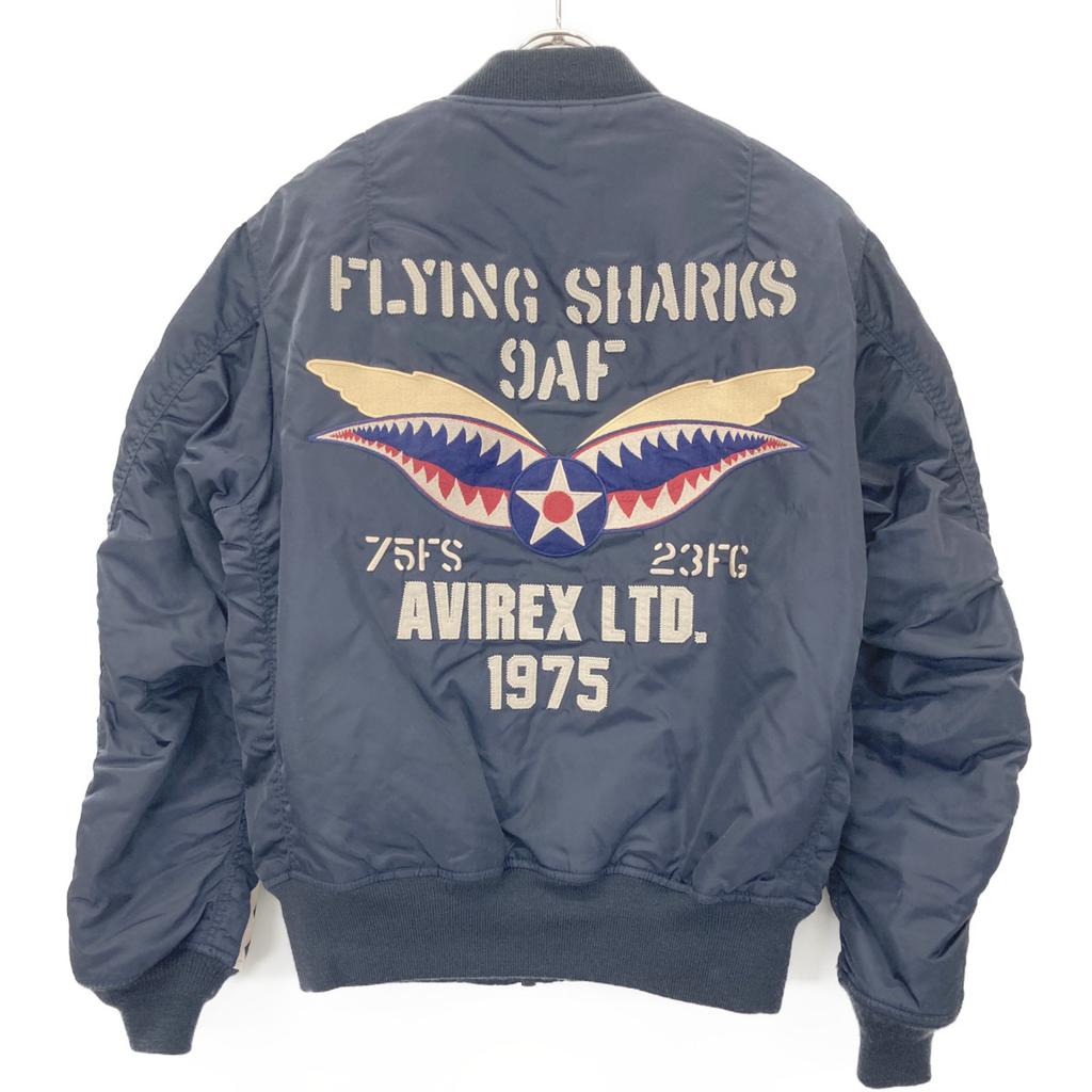 AVIREX 6172151 Navy Flying Shark MA-1 Flight Jacket Jacket L NavyUsed
