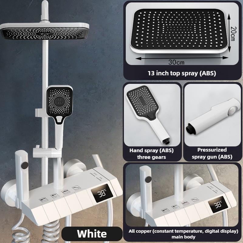 Kupfer Duschkopf Set Haushalt Badezimmer Konstante Temperatur Digitalanzeige Dusche Booster Regendusche