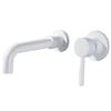 Brushed Nickel Wall-Mounted Basin Faucet with Brass Swivel Spout and Built-in Hot/Cold Controls