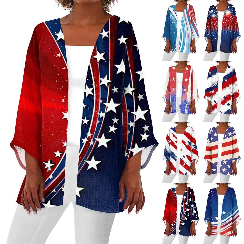 Women's Casual Fashion Printed Lightweight Mid-length Jacket Cardigan