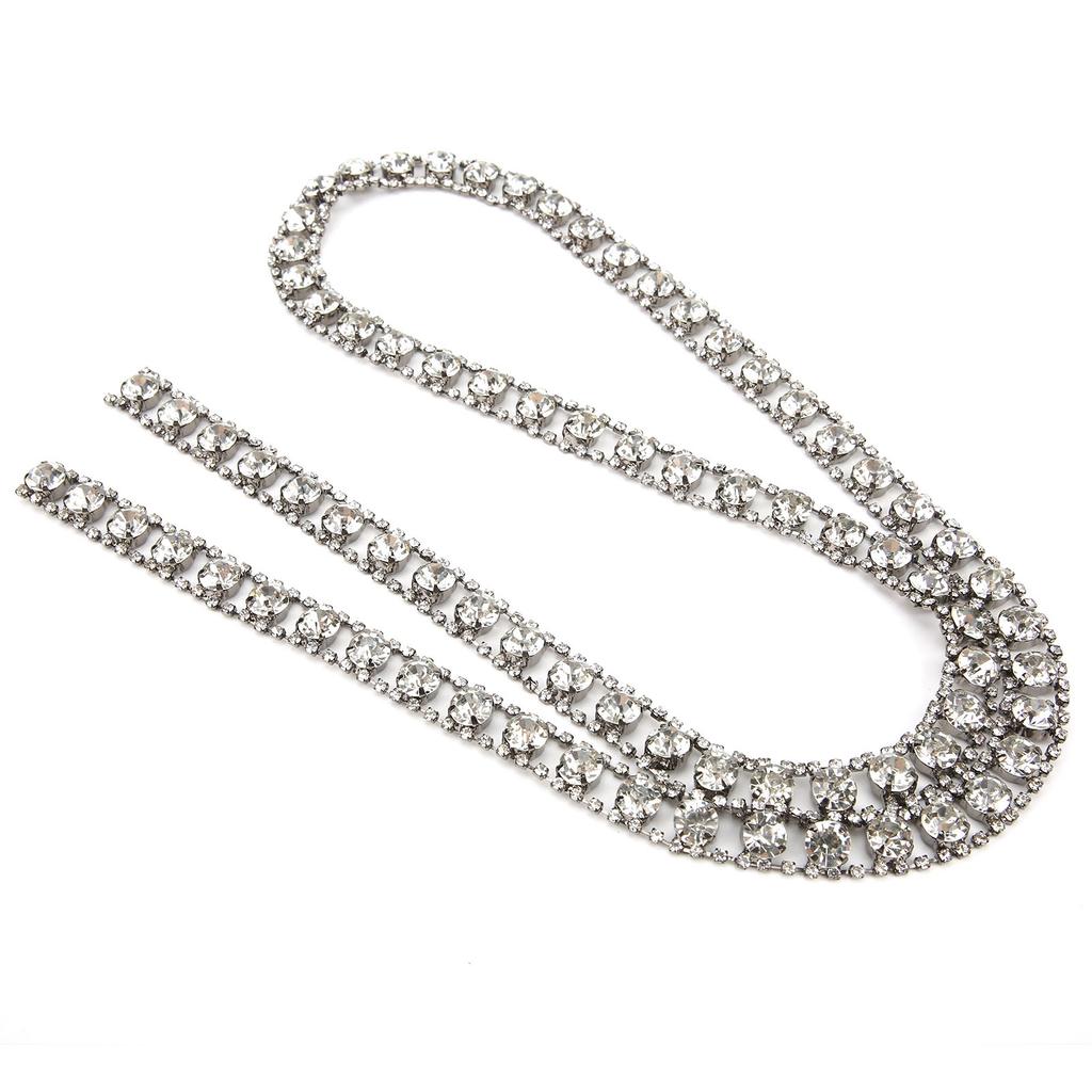 Rhinestone Close Chain Shiny Firm Claw Drill Chain for Crafts Sewing DIY Jewelry Wedding DecorationGun Gray