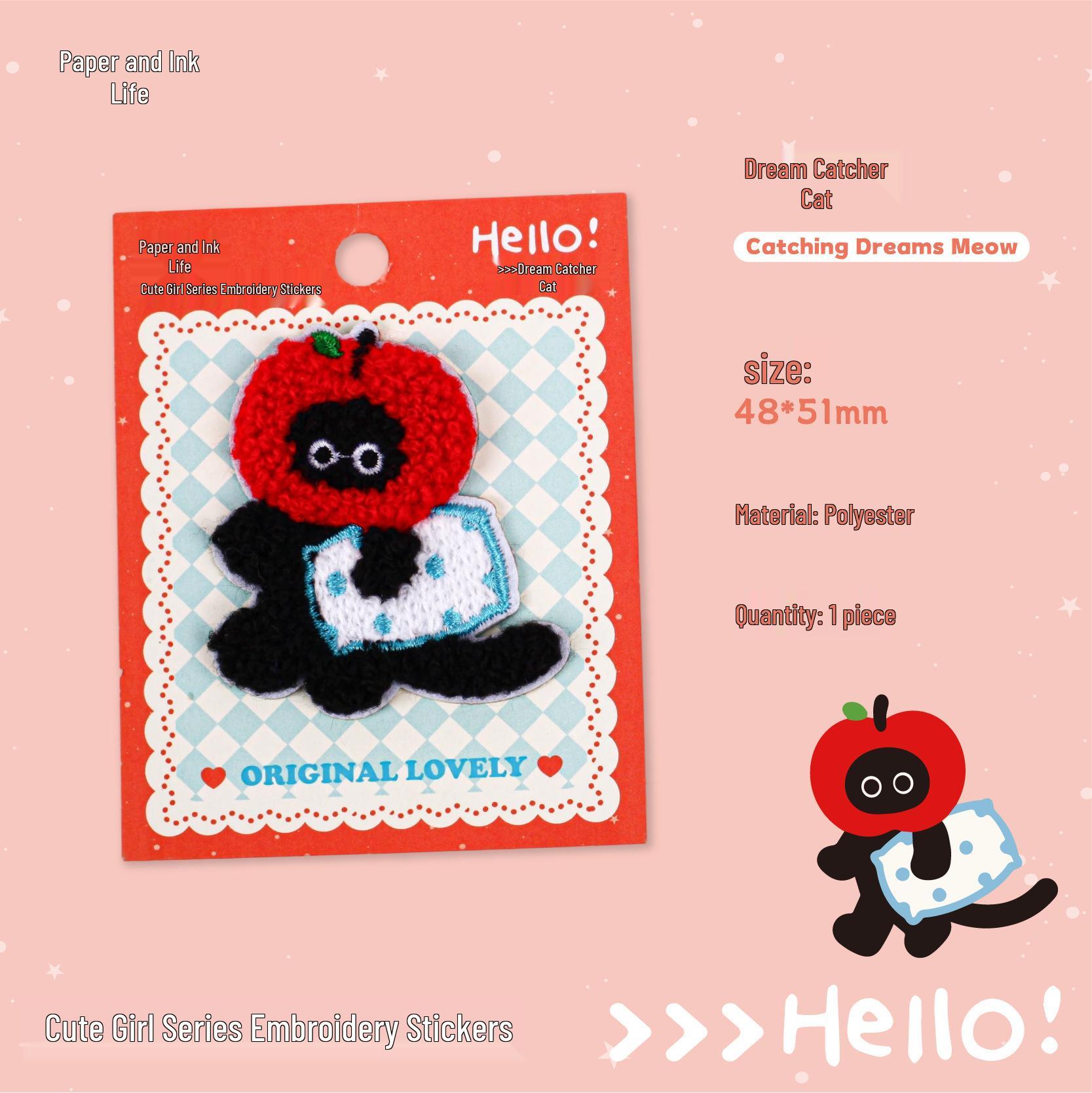 Meng Ya Retro Embroidered Stickers: 6 Styles for Scrapbooking & Collage Decor