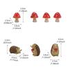 7pcs Cartoon Animal Sculpture Resin Garden Miniatures Figurine Hedgehog Mushroom Statue  Outdoor