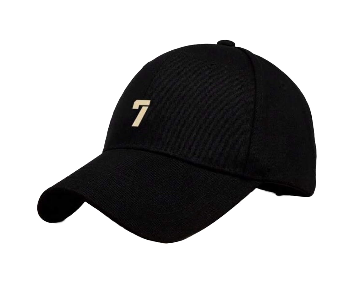 

[sproutsy] Simple Baseball Cap, Hat, Cap, Baseball Cap, 7 Logo Embroidery (JP, Number Size, 58.0 cm, Black)