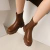 New women's fashion boots European and American large-size shoes platform sleeve rubber middle heel round head autumn and winter mid-tube boots