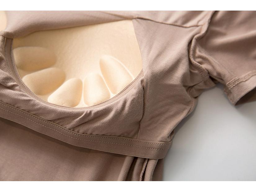 Damen Sommer T-Shirt mit gepolsterten Cups ohne Bügel und kurzen Ärmeln