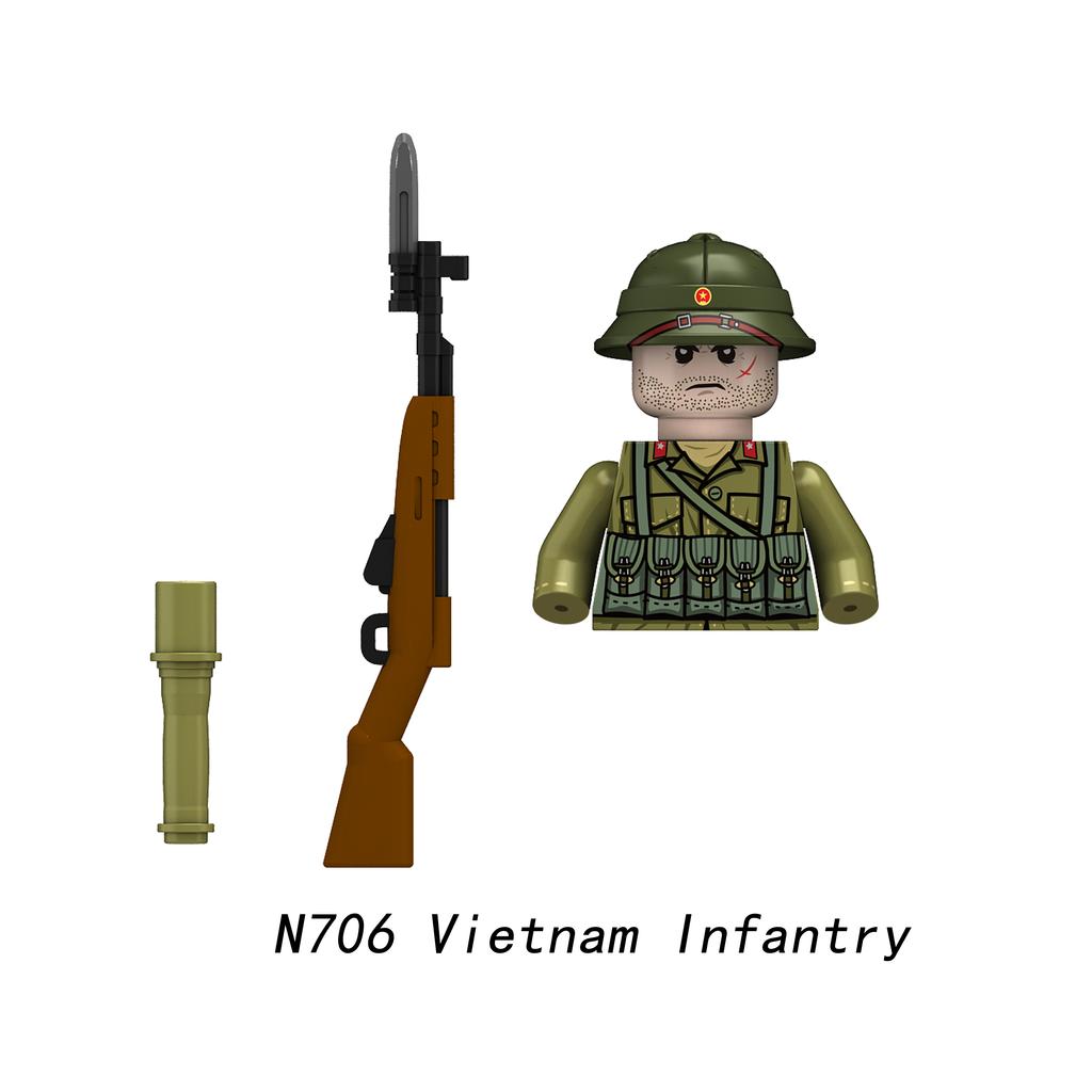 Vietnam Grunt Infantry Soldier Military Minifigure Models Kids Toys Building Blocks Gift Boys Girls Moc