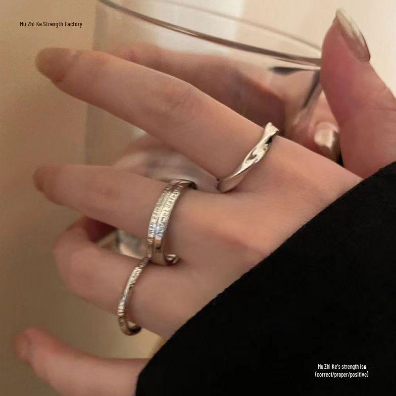Women's Large Plain Band Ring for Thick Hands, Adjustable Opening