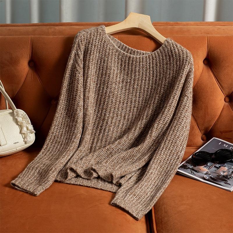 Premium Wear Pullover Baby Camel Fleece Blended Wool Knitted Sweater Jacket Women's Loose Sweater
