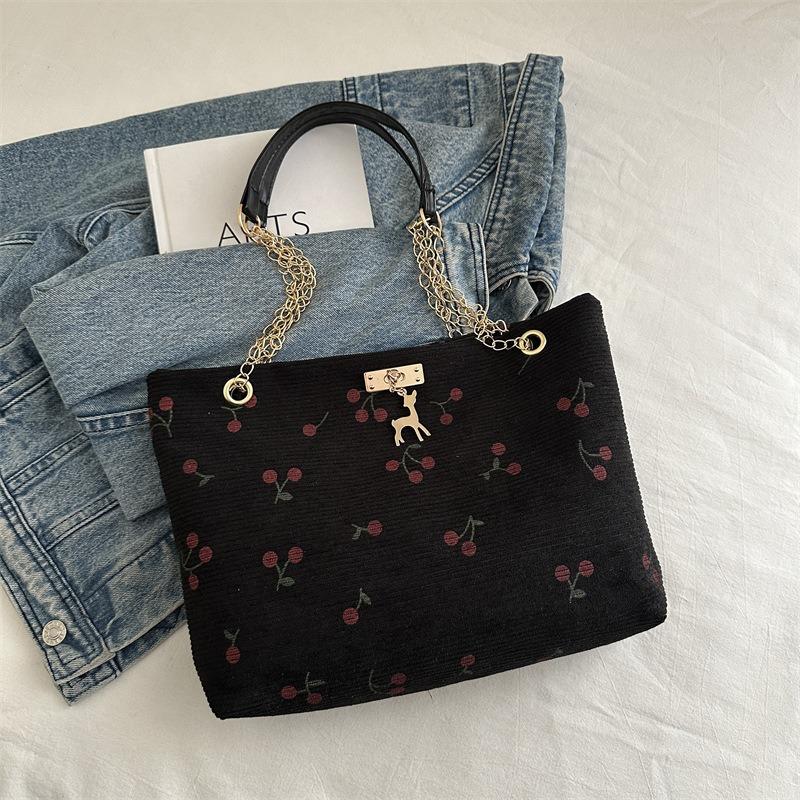 Neue modische personalisierte Pendler kleine frische Druck süße Kirschkette Tote Schulter Handtasche