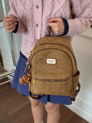 Women's Retro Cartoon Embossed Backpack - Large Capacity, Versatile for Students, Street, and Commute