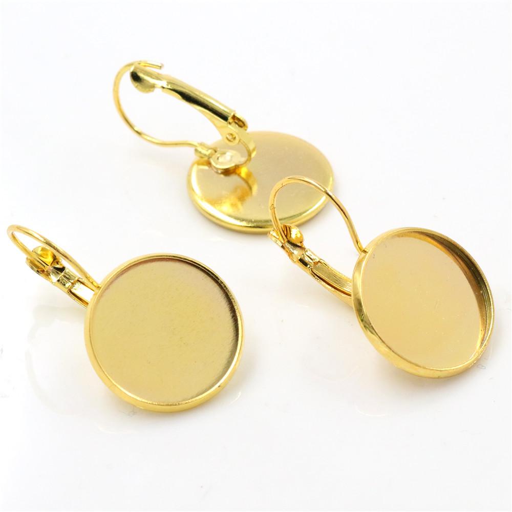 High Quality 8-25mm 10pcs French Lever Back Earrings Blank/Base,Fit 8-25mm Glass Cabochons,Buttons;Earring Bezels