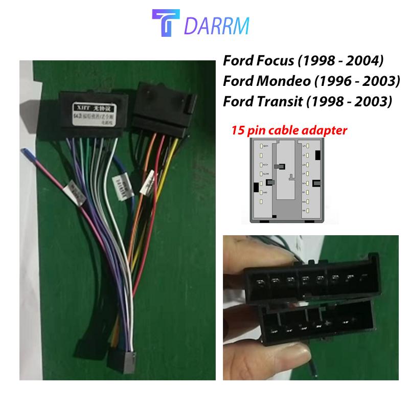 TDARRM For Ford Focus MK1 Mondeo Transit 16 Pin to 15Pin Radio Wiring Harness 16P Male Plug Car Android Head Unit Cable Adapter Radio Accessories 4