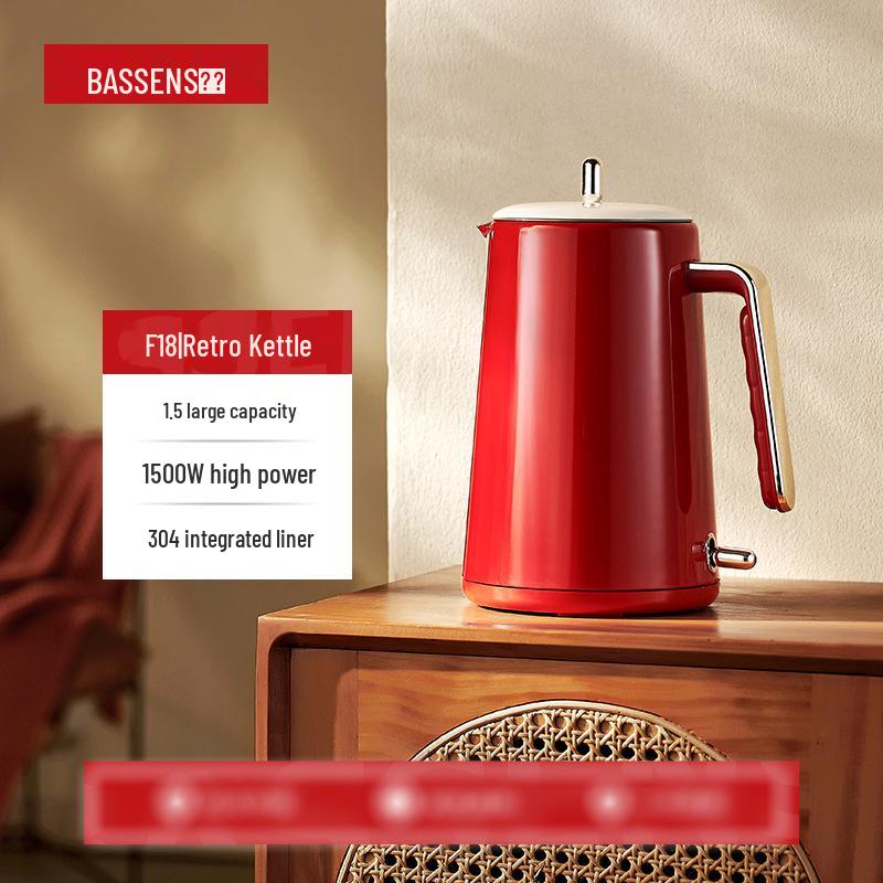 

Basen Retro Electric Kettle: Large Capacity 304 Stainless Steel, 2025 Model F16