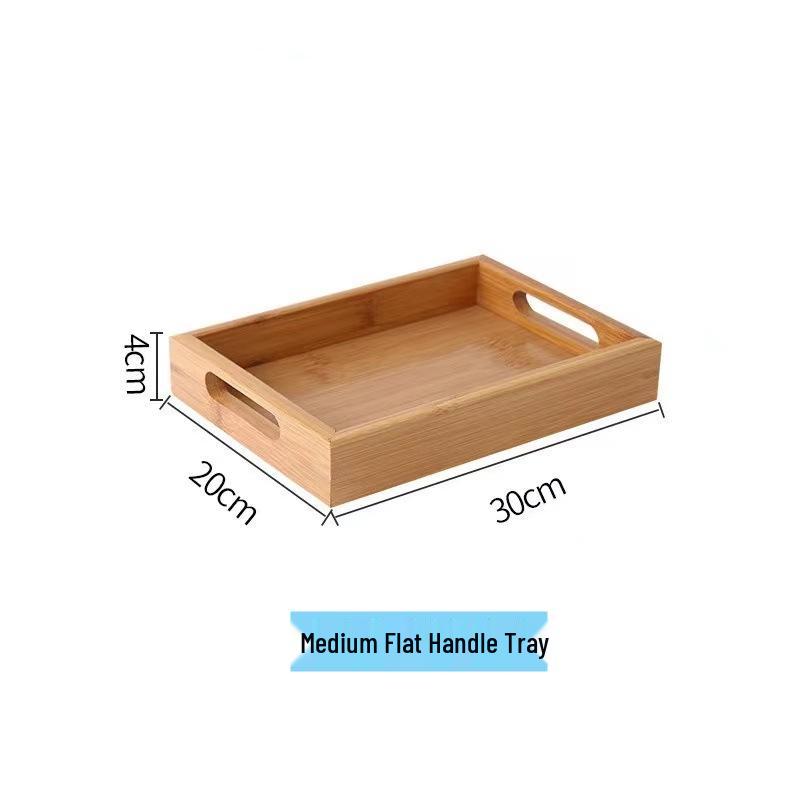 Japanese-Style Bamboo and Wood Tea Tray: Solid Rectangular Serving Tray for Restaurants and Homes
