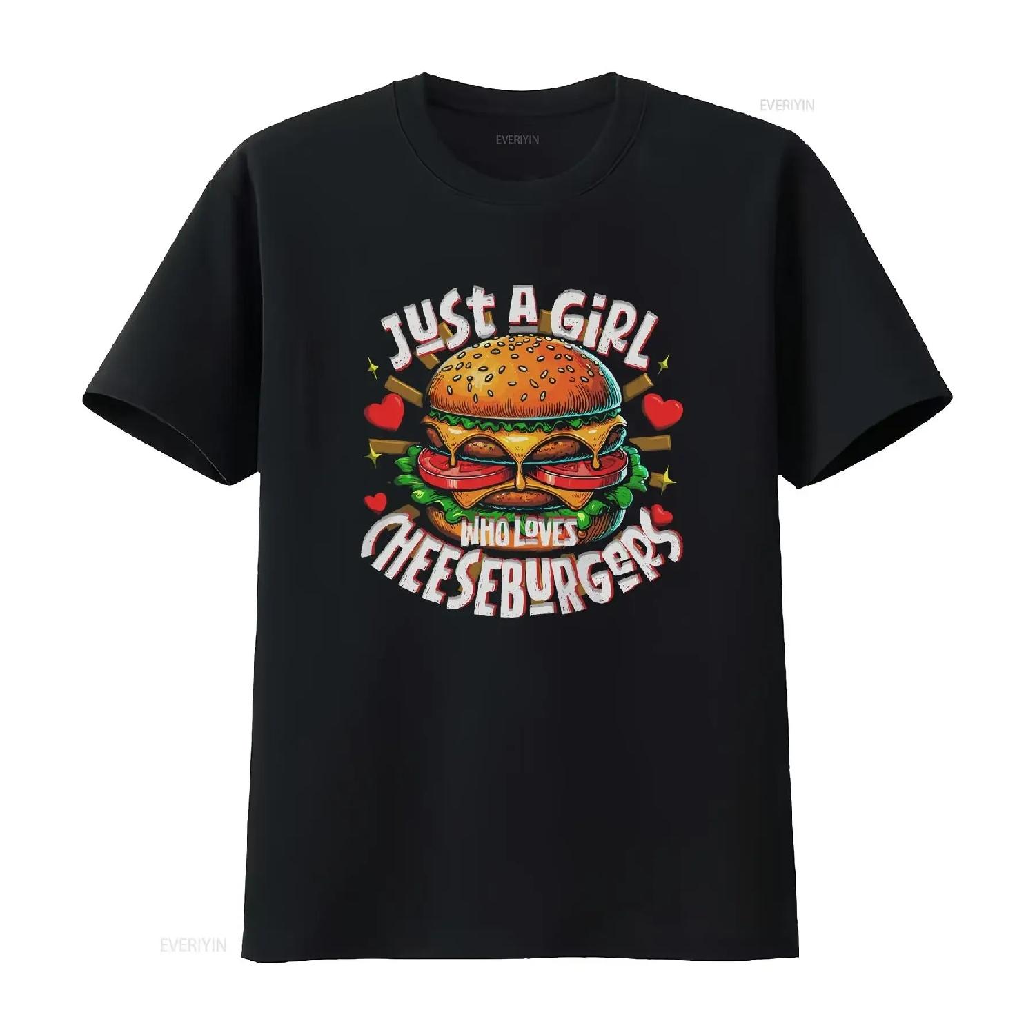 Just a girl who loves cheeseburgers funny pun T Shirt Foodie lover fast food restaurant girlfriend vintage Washed S