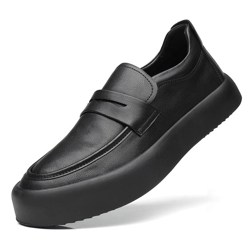 

Туфли-оксфорды из натуральной кожи, мужские, дышащие, резиновые, деловые, мужские, офисные, мягкая подошва, белые, на толстой подошве 44 чёрный