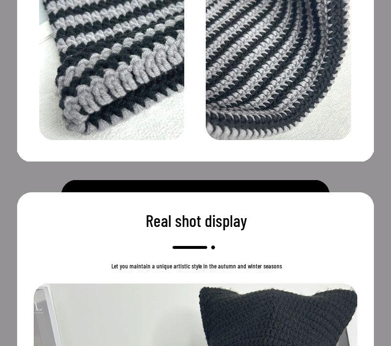 Autumn-Winter Striped Woolen Hat with Cute Cat Ears - Fashionable, Versatile Devil Design.
