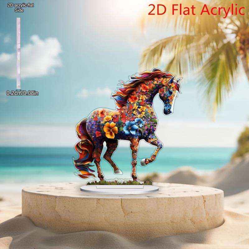 

2D Flat Colorful Steed Acrylic Desktop Decoratio, with Base, Suitable for wall decoration, porch, room, villa, accents Home, Hallway, or Workplace - R 20*19CM