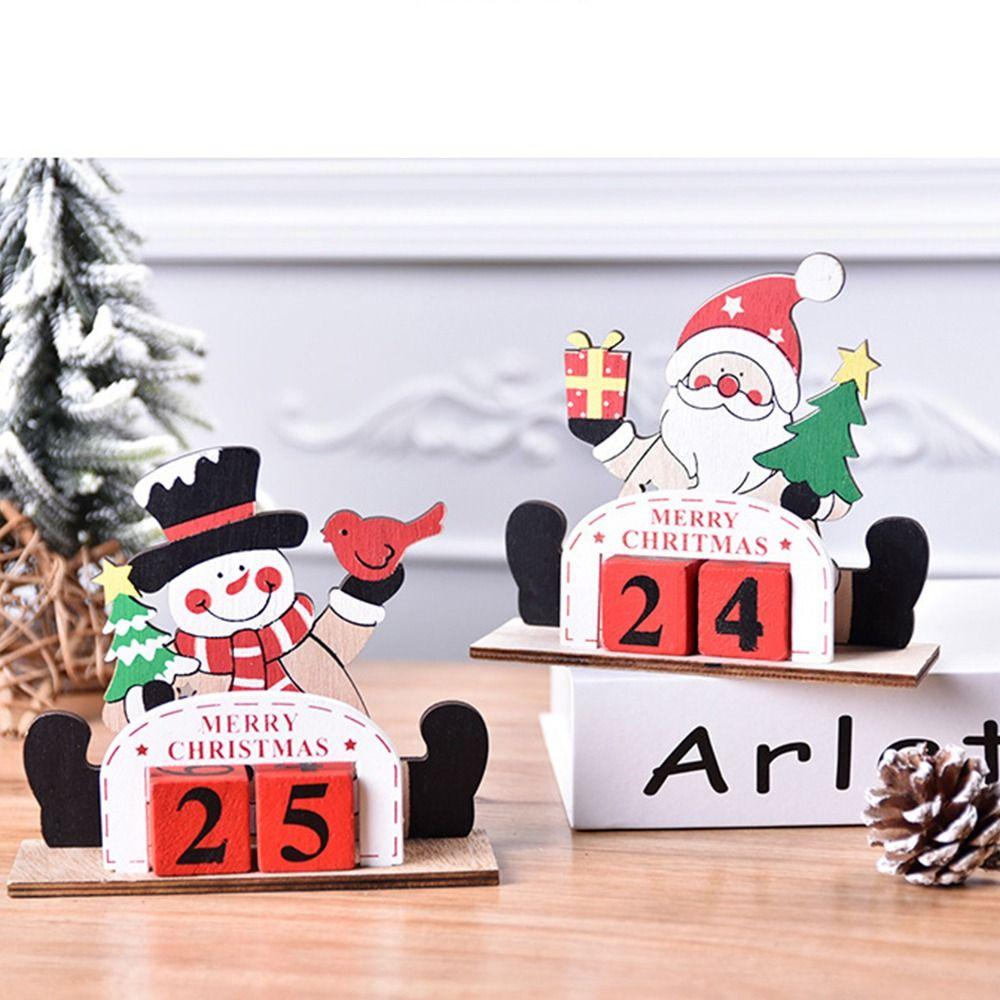 Cartoon Christmas Advent Calendar Creative Wooden Christmas Calendar  Desktop Ornaments