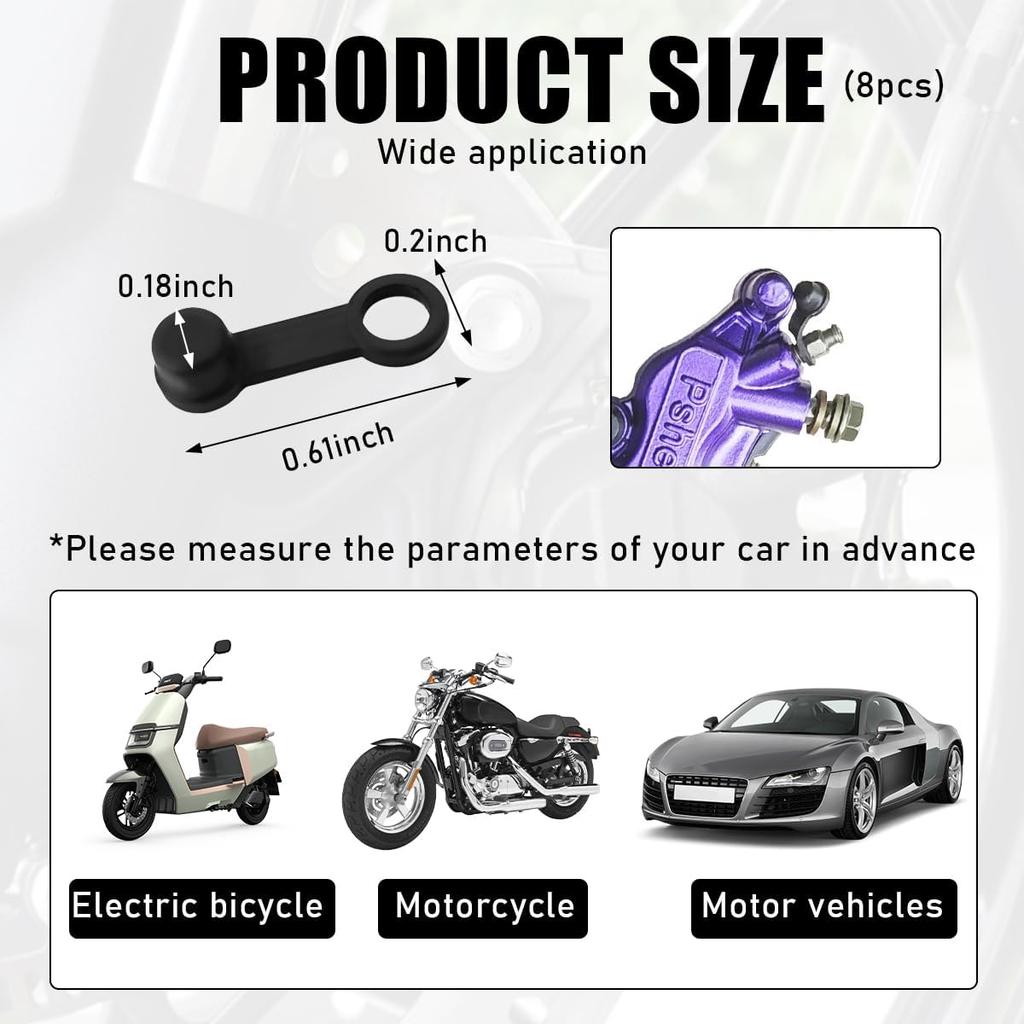 povtii 8PCS Brake Bleed Nipple Cap, 8mm Rubber Car Brake Bleeder Screw Grease Dust Cover, Vehicle Brake Bleeder Nipple Cap Replacement for Motorcycle