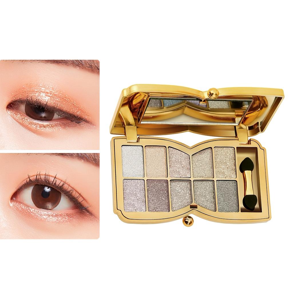 10-color Luxury Shimmer Eyeshadow Palette With Brush And Mirror, Matte And Pearlescent Eyeshadow Palette, Long-lasting And Easy-to-apply Eyeshadow