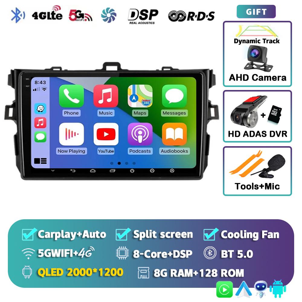 Android 14 Carplay 2din Car Radio For Toyota Corolla E140/150 2007 2008 2009 2010 2011 2012 2013 4G GPS Multimedia Player Stereo