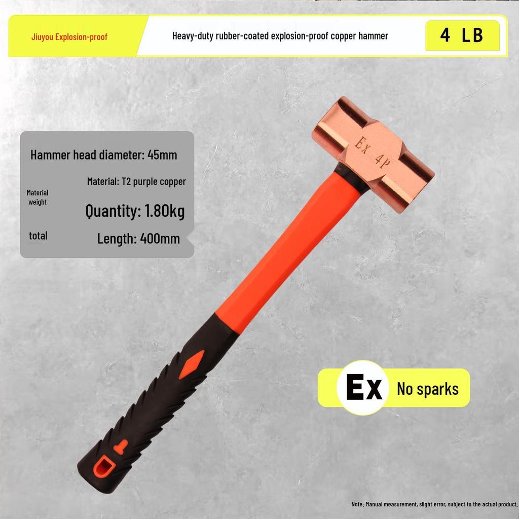Explosion-Proof Pure Copper Octagonal Mallet, 4lb, 8lb Options Available