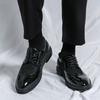 Elegant Men's Patent Leather Oxfords Shoes Pointed Toe Lace Up Formal Shoes for Wedding Business Party Flats Office Dress Shoes
