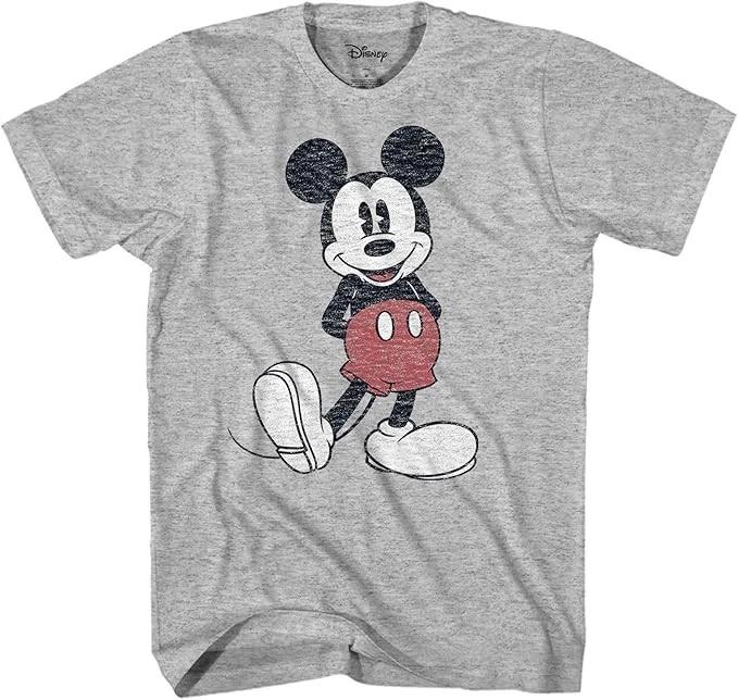 

Disney Mens Mickey Mouse Distressed Look Retro Graphic Gray Shirt NWT 3XL 3XL