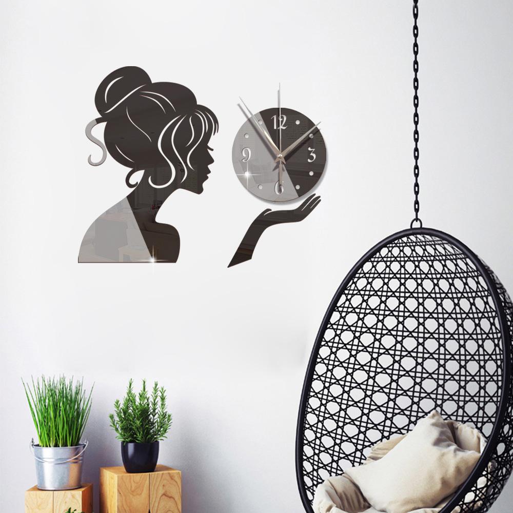 Acrylic Creative Mirror Wall Clock Mute Living Room Bedroom Sticker Personality Design Household Pointer Watch Home Decoration