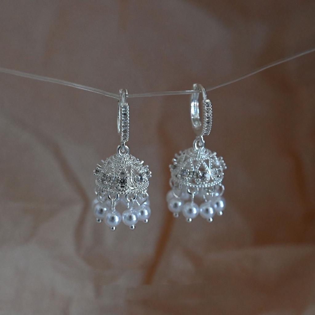 Zircon Geometric Pearl Stud Earrings Autumn and Winter Retro Elegant Earrings Temperament Earrings Women