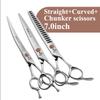 Fenice Japanese Steel 7 Inch Professional Pet Dogs Grooming Scissors Kit Straight&Curved &Thinner&Chunker&Fluffy Shear Scissors